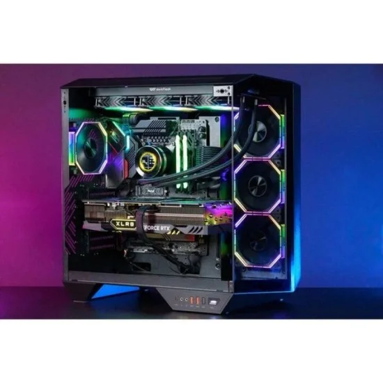 Darkflash dy470 atx mid tower gaming case - black 4 argb fans included - Black